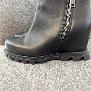 Sorel Black Wedge Boots with Rugged Sole